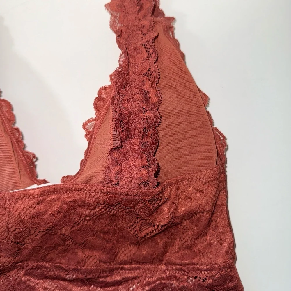Maurices Rust Orange Wide Strap Lace Bralette V-neck Pullover Medium Women’s